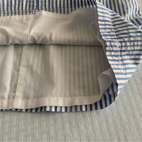 Talbots cotton skirt Womens 10 petite Front zip close Blue white stripe Pockets - Picture 7 of 10
